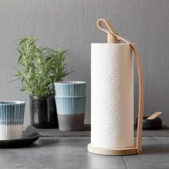 Køkkenrulleholder fra by Wirth i egetræ og læder