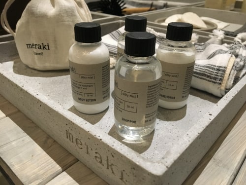 Meraki Shampoo, balsam og lotion i rejsestørrelser